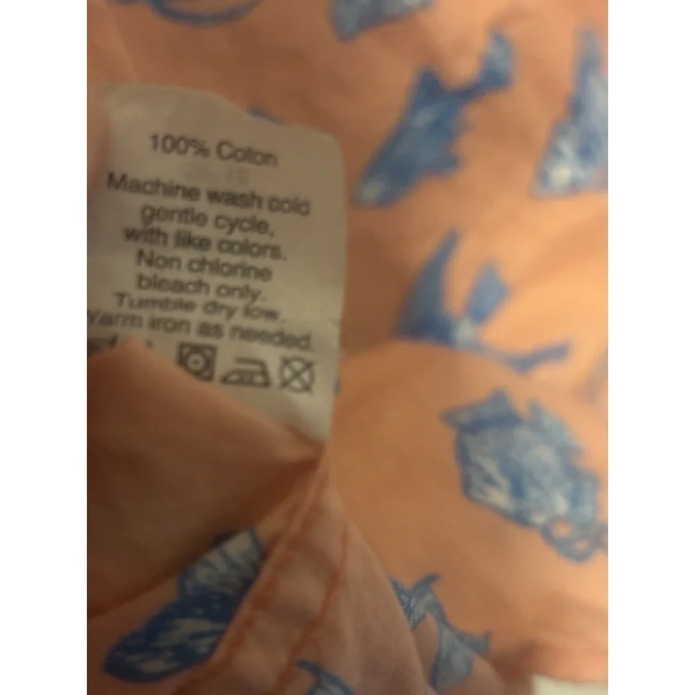 J.Crew Fish Short Sleeve Button‎ Shirt Mens Cotton Coral Orange Tropical Size Lg